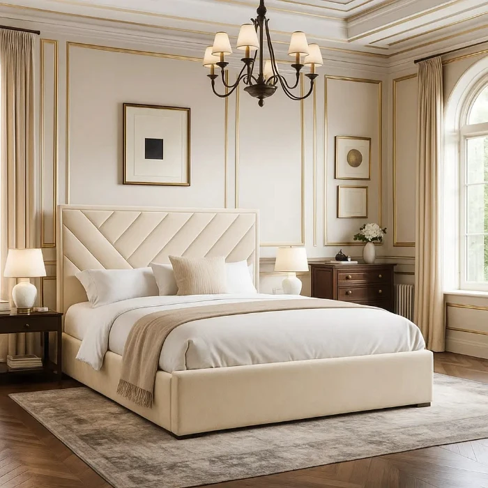 Geometric Design Bed Upholstery Service