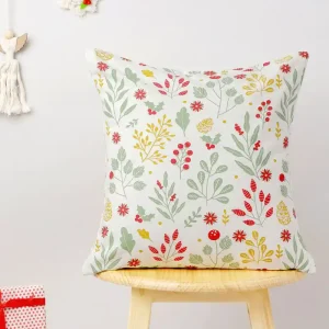 Foraged Berries 100% cotton floral cushion cover for sofa - Multicolor