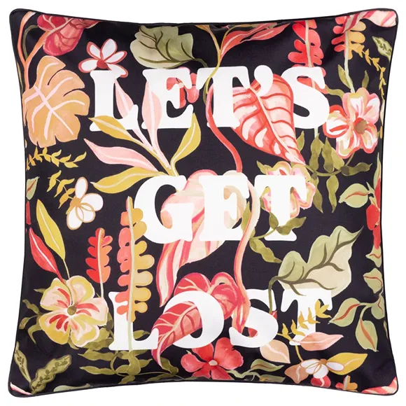 Black Tropical Bloom Outdoor Cushion - Image 2
