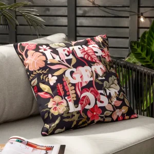 Black Tropical Bloom Outdoor Cushion