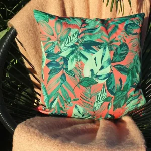 Coral Psychedelic Jungle Outdoor Cushion