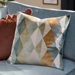 Green Harlequin Velvet Pattern Cushion