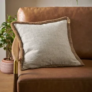 Natural Herringbone Fringe Cushion