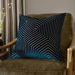 Navy Cut Velvet Cushion