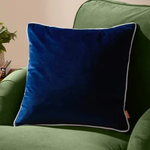 Navy Silver Velvet Cushion