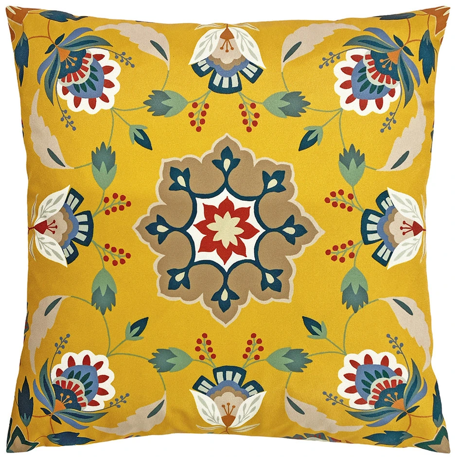 Ochre Floral Outdoor Sofa Cushion - Image 2