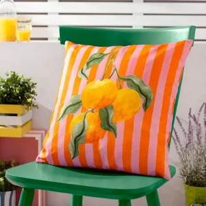 Orange Patterned Outdoor Sofa Cushion