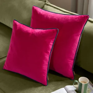 Raspberry Teal Velvet Cushion